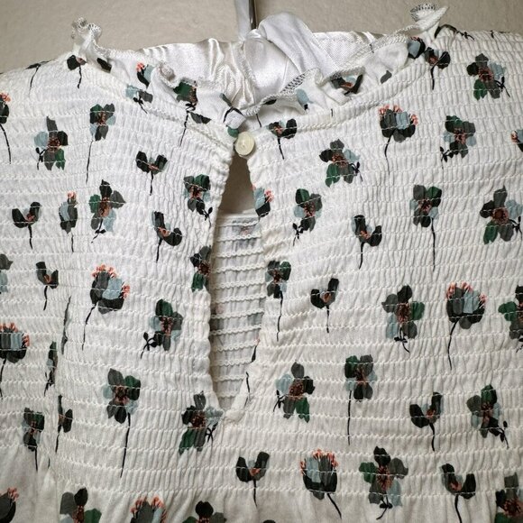 Loft White T shirt with Vibrant Green Floral Print Lightweight Cotton tee M - Picture 8 of 8